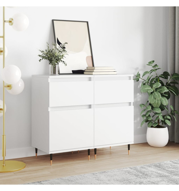 Buffets 2 pcs blanc 40x35x70 cm bois d’ingénierie | Mobilier & Déco
