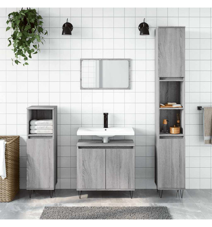 Armoire de bain sonoma gris 58x33x60 cm bois d'ingénierie | Mobilier & Déco