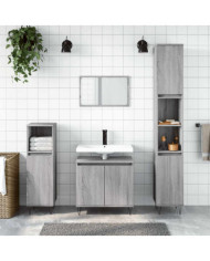 Armoire de bain sonoma gris 58x33x60 cm bois d'ingénierie | Mobilier & Déco