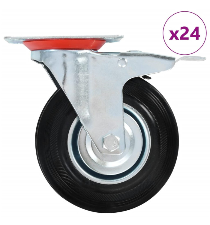 24 pcs Roulettes pivotantes 125 mm | Mobilier & Déco