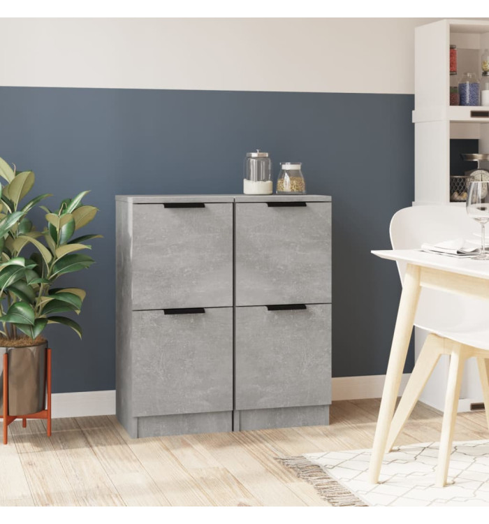 Buffets 2 pcs Gris béton 30x30x70 cm Bois d'ingénierie | Mobilier & Déco