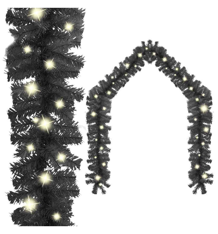Guirlande de Noël avec lumières LED 10 m Noir | Mobilier & Déco