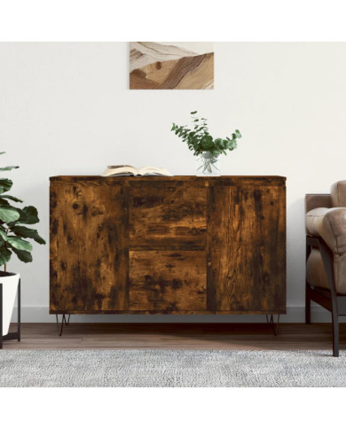 Buffet chêne fumé 104x35x70 cm bois d'ingénierie | Mobilier & Déco
