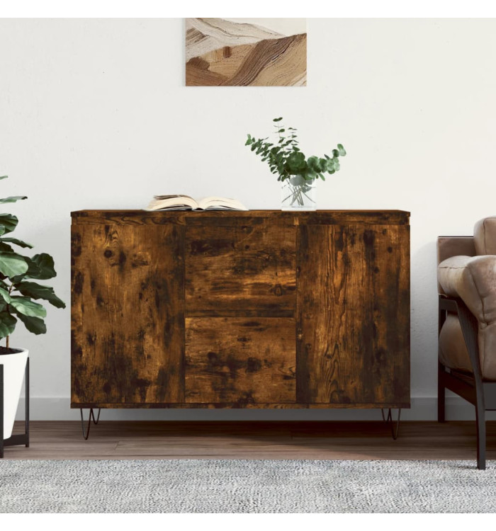 Buffet chêne fumé 104x35x70 cm bois d'ingénierie | Mobilier & Déco