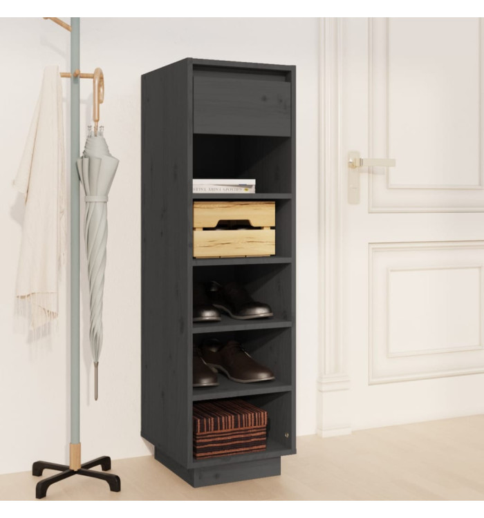 Armoire à chaussures gris 30x34x105 cm bois de pin massif | Mobilier & Déco