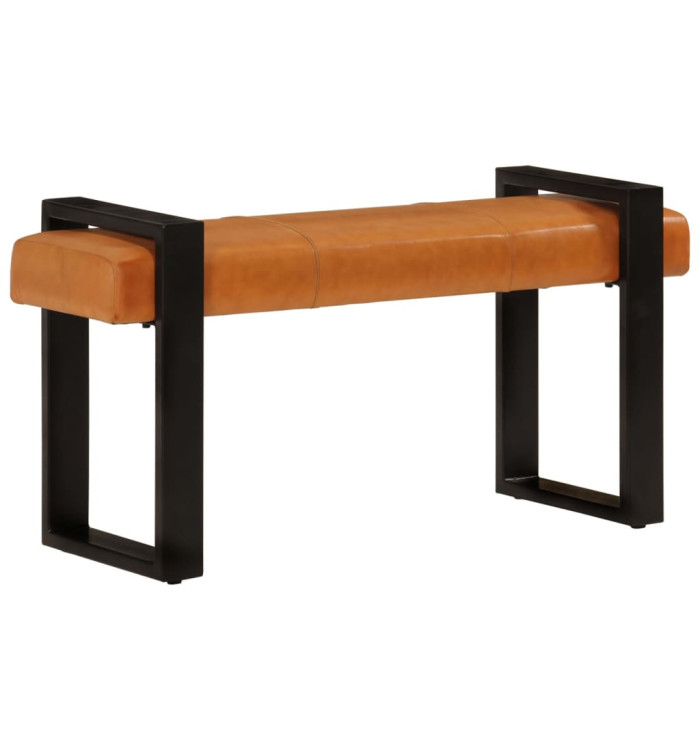 Banc Noir et marron 110 cm Cuir de chèvre véritable | Mobilier & Déco