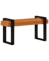 Banc Noir et marron 110 cm Cuir de chèvre véritable | Mobilier & Déco