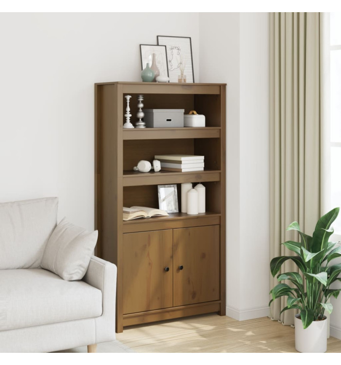 Buffet haut Marron miel 80x35x154 cm Bois massif de pin | Mobilier & Déco