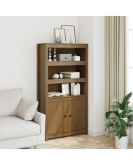 Buffet haut Marron miel 80x35x154 cm Bois massif de pin | Mobilier & Déco