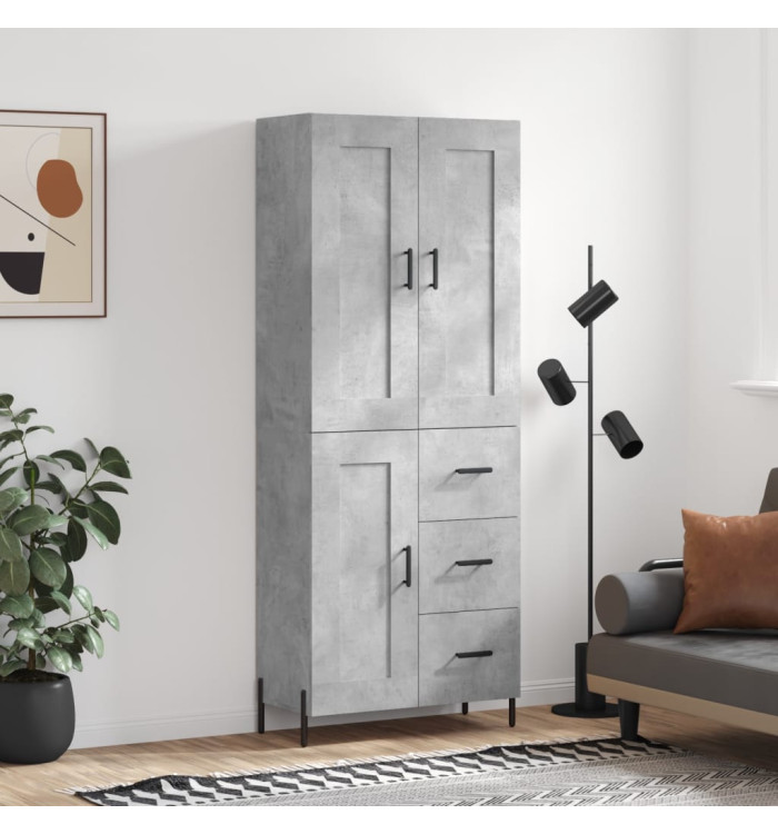 Buffet haut Gris béton 69,5x34x180 cm Bois d'ingénierie | Mobilier & Déco