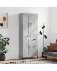 Buffet haut Gris béton 69,5x34x180 cm Bois d'ingénierie | Mobilier & Déco