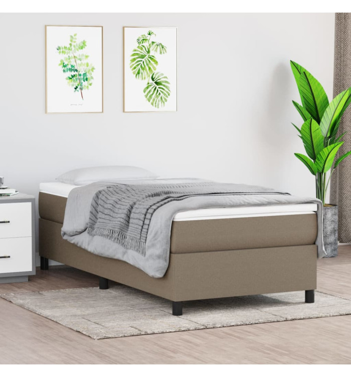Sommier à lattes de lit avec matelas Taupe 100x200 cm Tissu | Mobilier & Déco