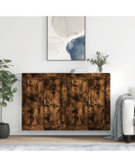 Armoires murales 2 pcs chêne fumé bois d'ingénierie | Mobilier & Déco