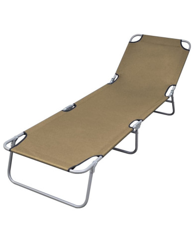 Chaise longue pliable avec dossier réglable Taupe | Mobilier & Déco