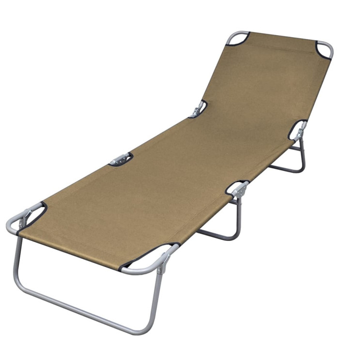 Chaise longue pliable avec dossier réglable Taupe | Mobilier & Déco