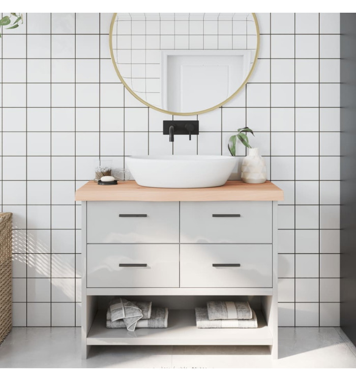 Comptoir de salle de bain 100x30x(2-6)cm bois massif non traité | Mobilier & Déco