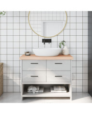 Comptoir de salle de bain 100x30x(2-6)cm bois massif non traité | Mobilier & Déco