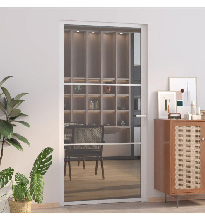 Porte intérieure 102,5x201,5 cm Blanc Verre ESG et aluminium | Mobilier & Déco