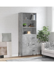 Buffet haut Gris béton 69,5x34x180 cm Bois d'ingénierie | Mobilier & Déco