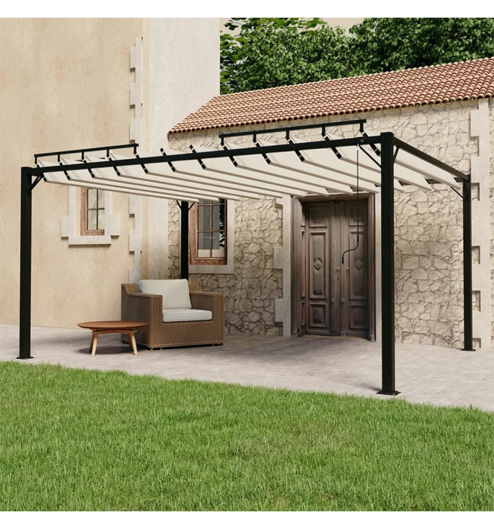 Tonnelle avec toit à persienne 3x4 m Crème Tissu et aluminium | Mobilier & Déco