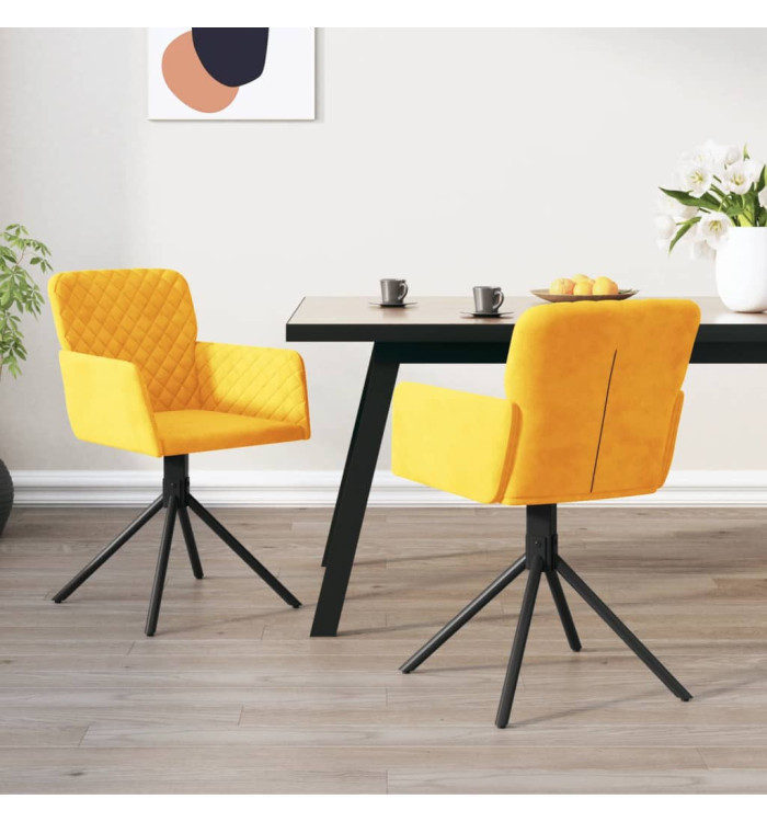 Chaises pivotantes à manger lot de 2 Jaune Velours | Mobilier & Déco