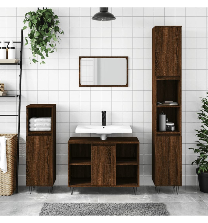 Ensemble de meubles de salle de bain 3 pcs Chêne marron | Mobilier & Déco