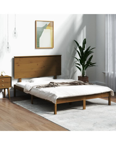 Cadre de lit sans matelas marron miel 120x200 cm pin massif | Mobilier & Déco