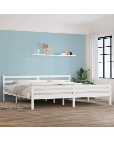 Cadre de lit sans matelas blanc bois massif 200x200 cm | Mobilier & Déco