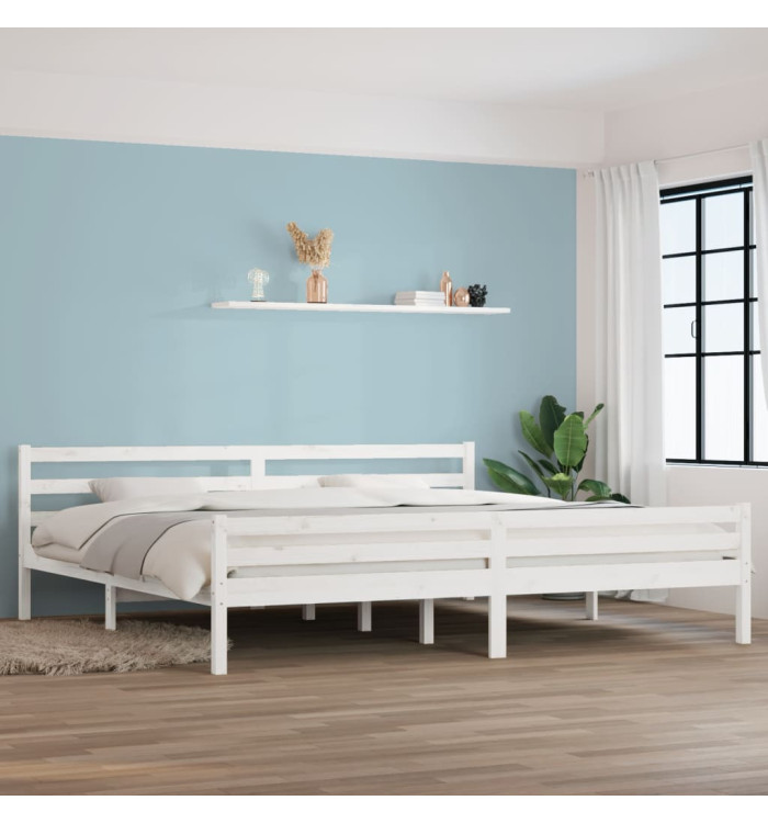Cadre de lit sans matelas blanc bois massif 200x200 cm | Mobilier & Déco