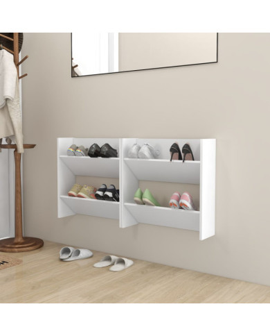 Armoires à chaussures murales 2 pcs Blanc 60x18x60 cm Aggloméré | Mobilier & Déco