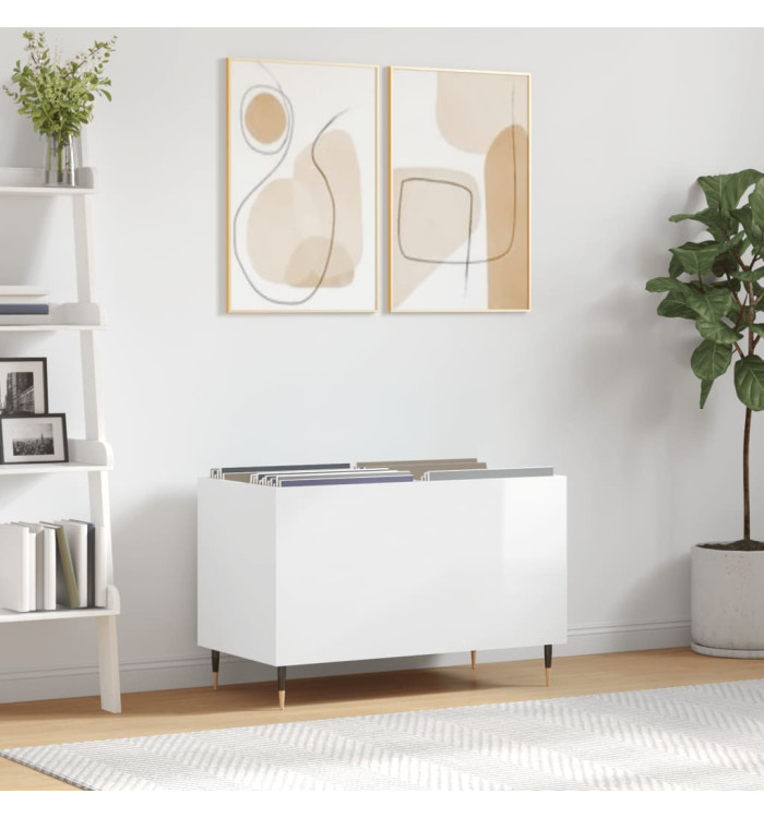 Armoire à disques blanc brillant 74,5x38x48cm bois d'ingénierie | Mobilier & Déco
