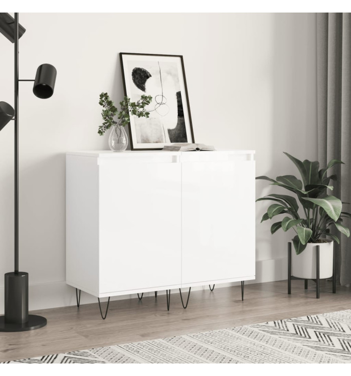 Buffets 2 pcs blanc brillant 40x35x70 cm bois d'ingénierie | Mobilier & Déco