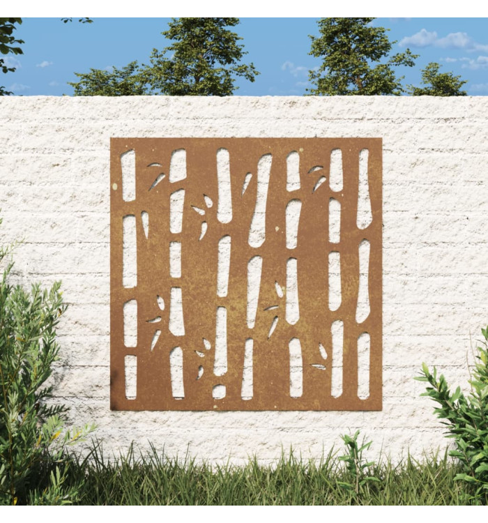 Décoration murale jardin 55x55 cm acier corten design bambou | Mobilier & Déco