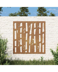 Décoration murale jardin 55x55 cm acier corten design bambou | Mobilier & Déco