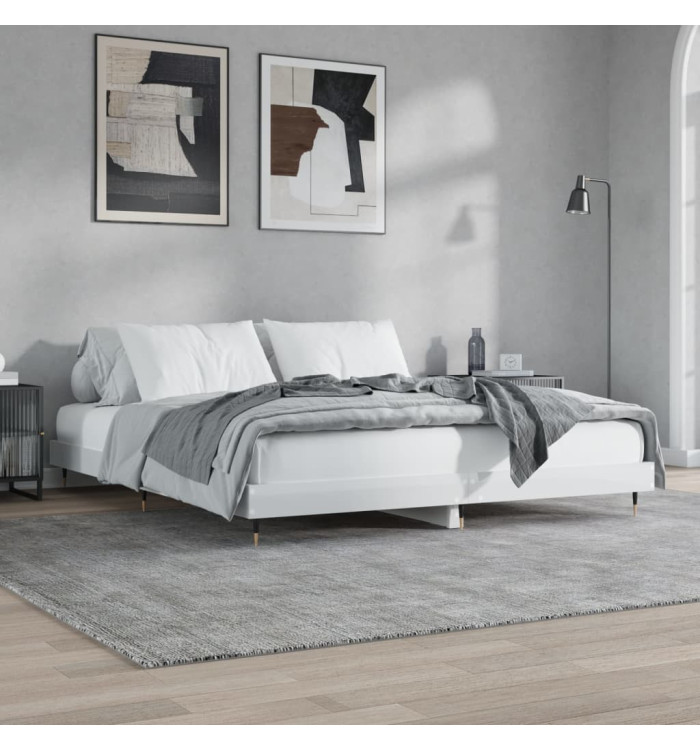 Cadre de lit sans matelas blanc brillant 120x200 cm | Mobilier & Déco