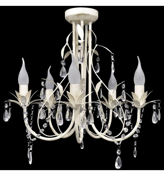 Lustre suspendu en cristal 5 douilles d'ampoule | Mobilier & Déco