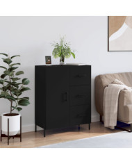 Buffet noir 69,5x34x90 cm bois d'ingénierie | Mobilier & Déco