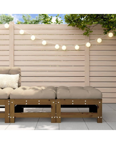 Repose-pieds de jardin avec coussins lot de 2 marron miel | Mobilier & Déco