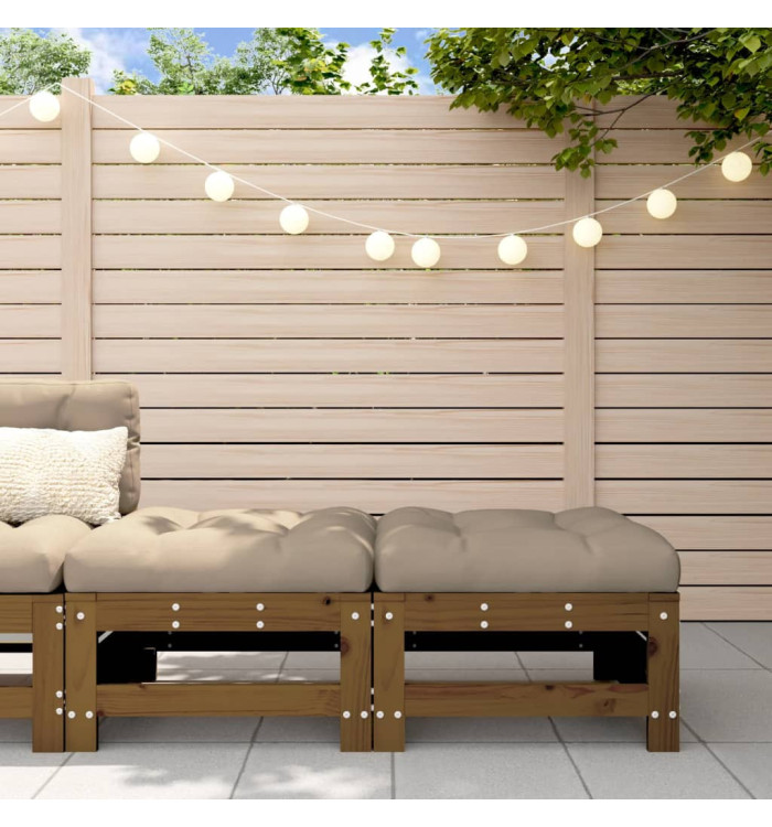 Repose-pieds de jardin avec coussins lot de 2 marron miel | Mobilier & Déco