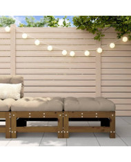 Repose-pieds de jardin avec coussins lot de 2 marron miel | Mobilier & Déco
