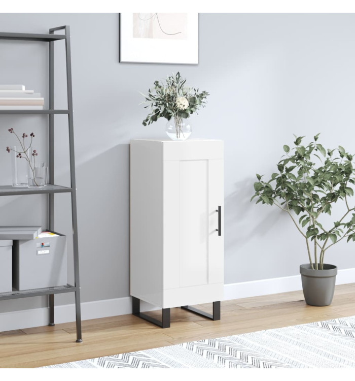 Buffet Blanc brillant 34,5x34x90 cm Bois d'ingénierie | Mobilier & Déco