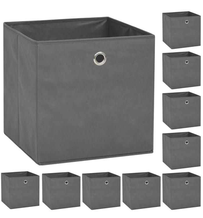 Boîte de rangement 10 pcs Tissu non-tissé 32x32x32 cm Gris | Mobilier & Déco