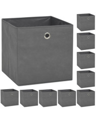 Boîte de rangement 10 pcs Tissu non-tissé 32x32x32 cm Gris | Mobilier & Déco