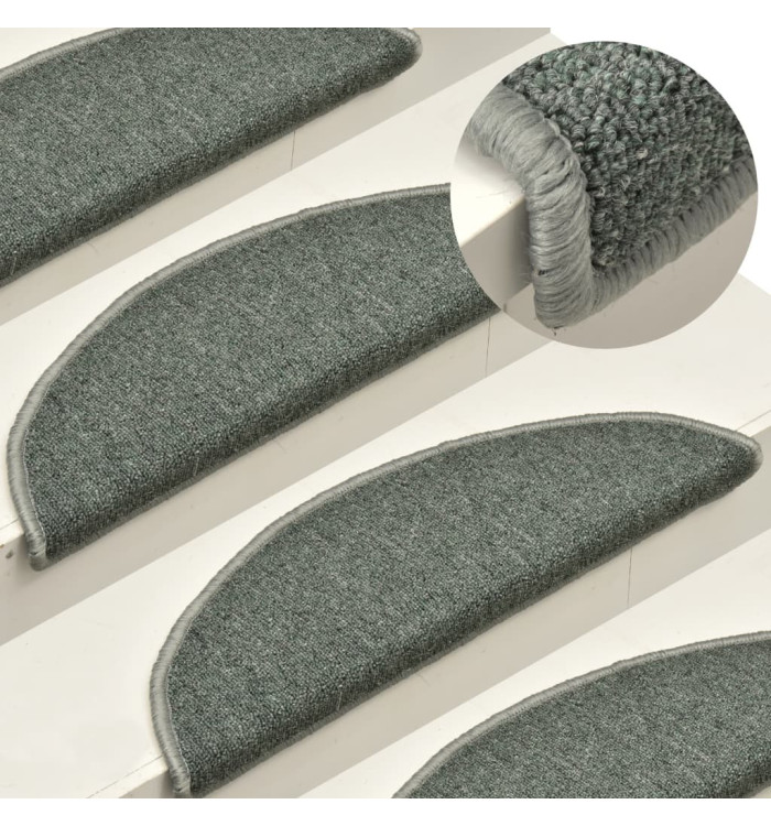 Tapis de marches d'escalier 15 pcs Vert foncé 56x17x3 cm | Mobilier & Déco