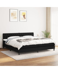 Sommier à lattes de lit avec matelas Noir 200x200 cm Tissu | Mobilier & Déco