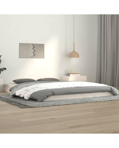 Cadre de lit sans matelas blanc 140x190 cm bois de pin massif | Mobilier & Déco