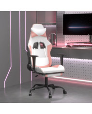 Chaise de jeu de massage avec repose-pied Blanc rose Similicuir | Mobilier & Déco