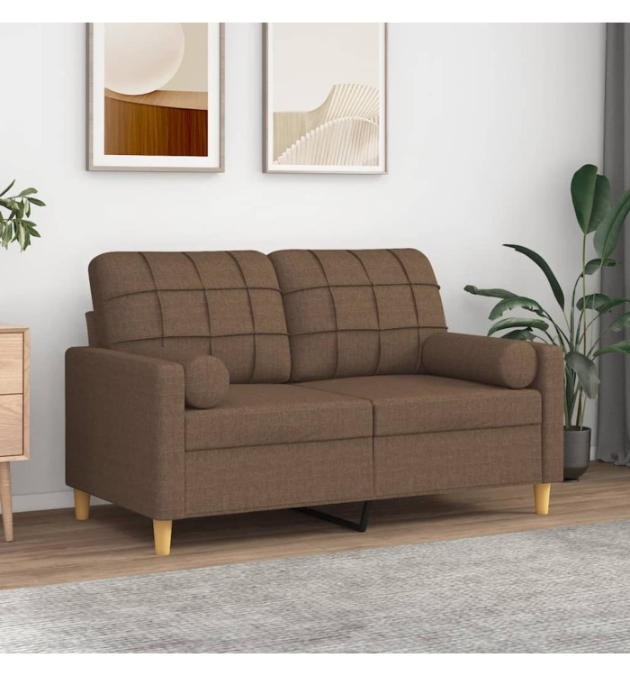 Coussins décoratifs lot de 2 Marron Ø15x50 cm Tissu | Mobilier & Déco