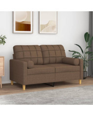 Coussins décoratifs lot de 2 Marron Ø15x50 cm Tissu | Mobilier & Déco