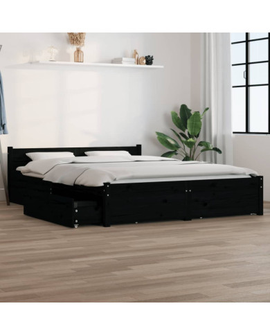 Cadre de lit avec tiroirs Noir 150x200 cm Très grand | Mobilier & Déco